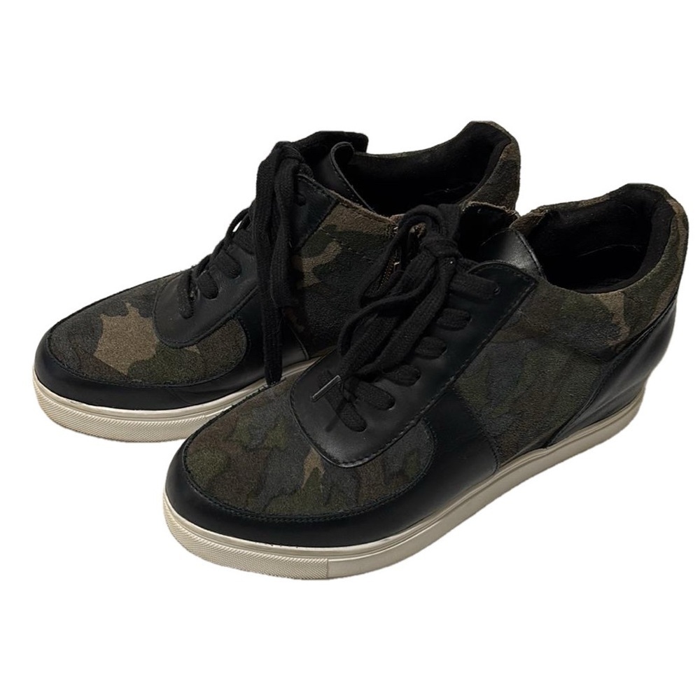 Blonde Goldy Wedge Sneakers, Size 7M, Camouflage & Black - Picture 3 of 7